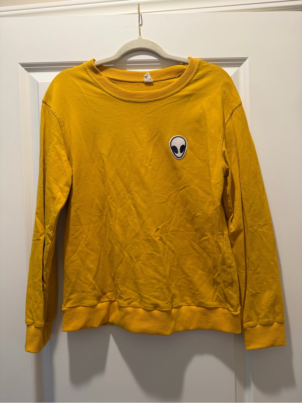 Yellow Crewneck Sweater with Alien Patch